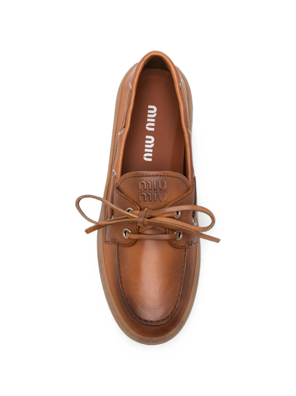 Miu lace-up leather boat shoes Bruin