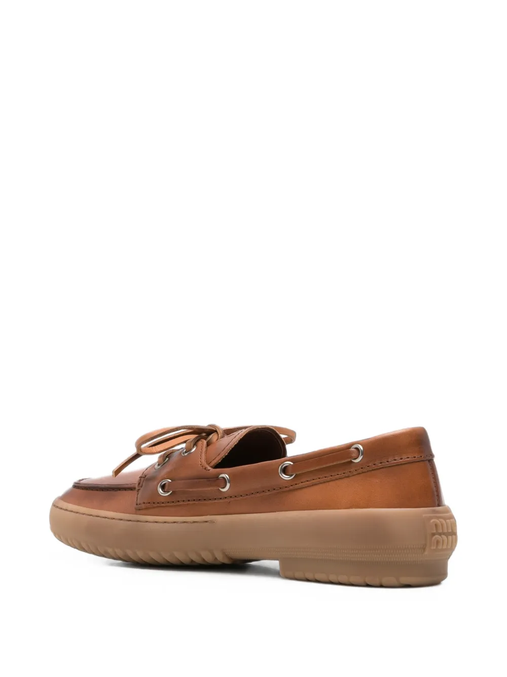Miu lace-up leather boat shoes Bruin