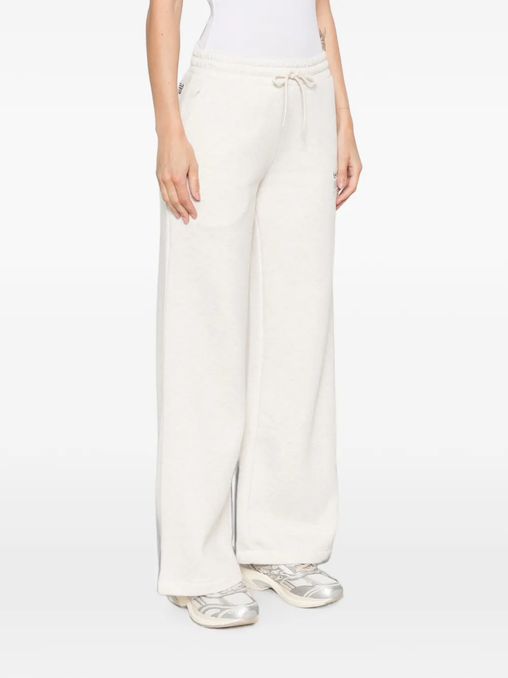 New Balance logo-print wide-leg track pants Beige