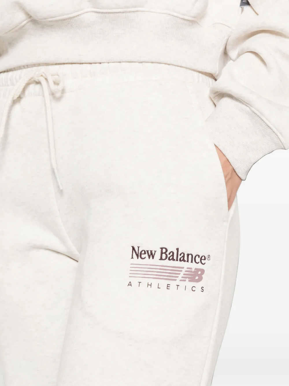 New Balance logo-print wide-leg track pants Beige