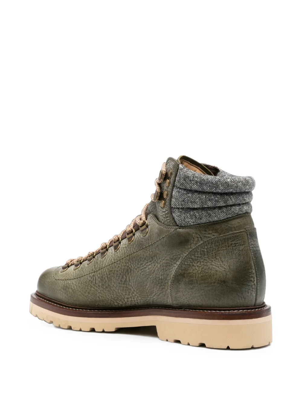 Brunello Cucinelli lace-up panelled boots Groen