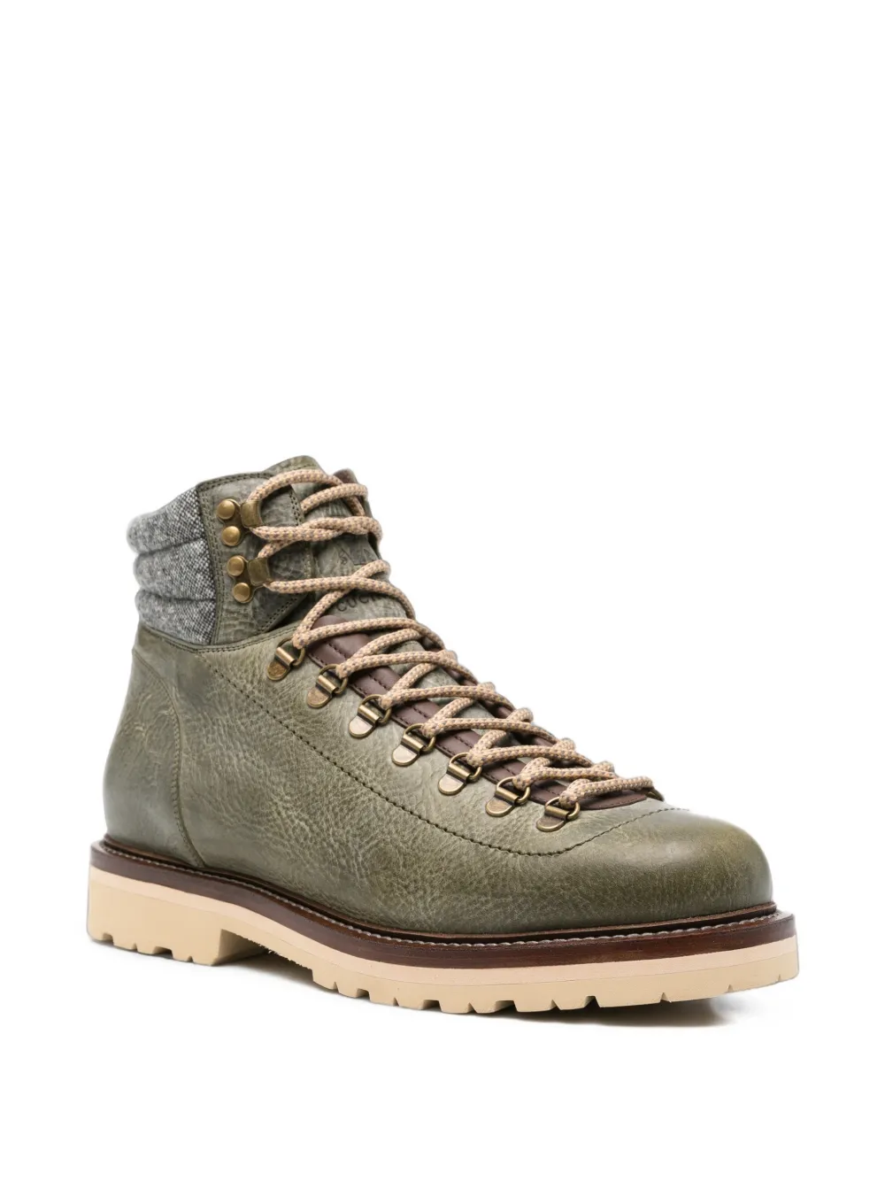 Brunello Cucinelli lace-up panelled boots Groen