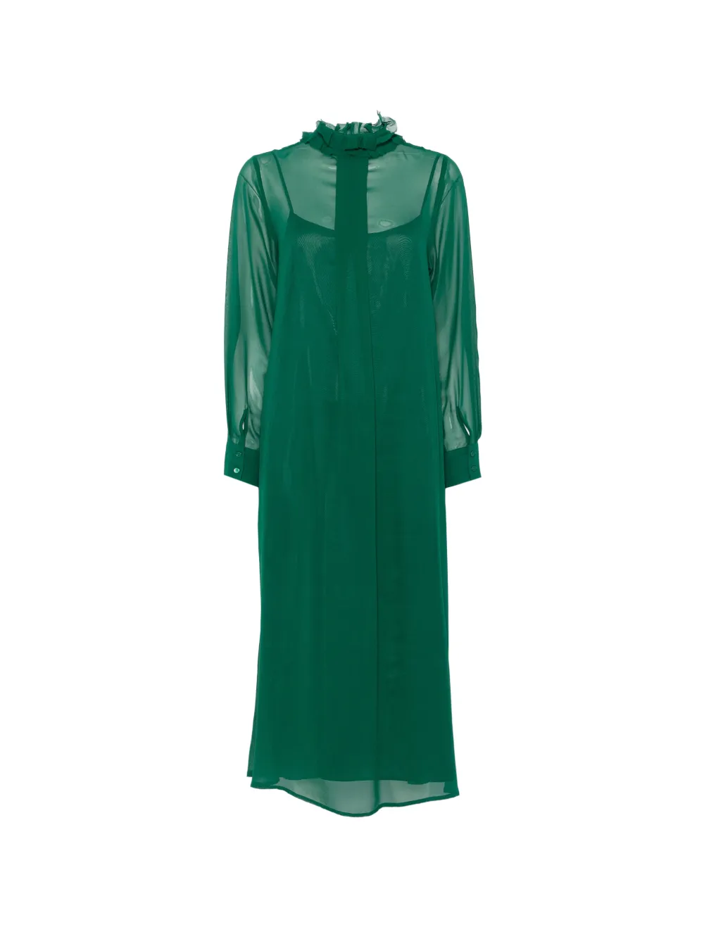 PSOPHIA ruffled-trim long-sleeve midi dress