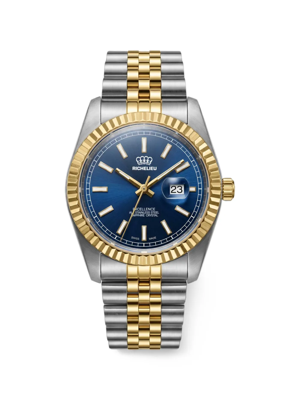 Richelieu Swiss Classic fluted bezel 38mm watch - Blu
