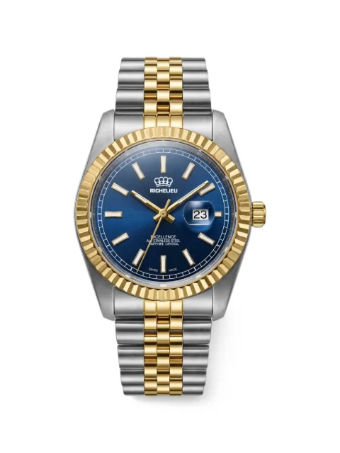 Richelieu Swiss reloj Classic de 38mm con bisel acanalado