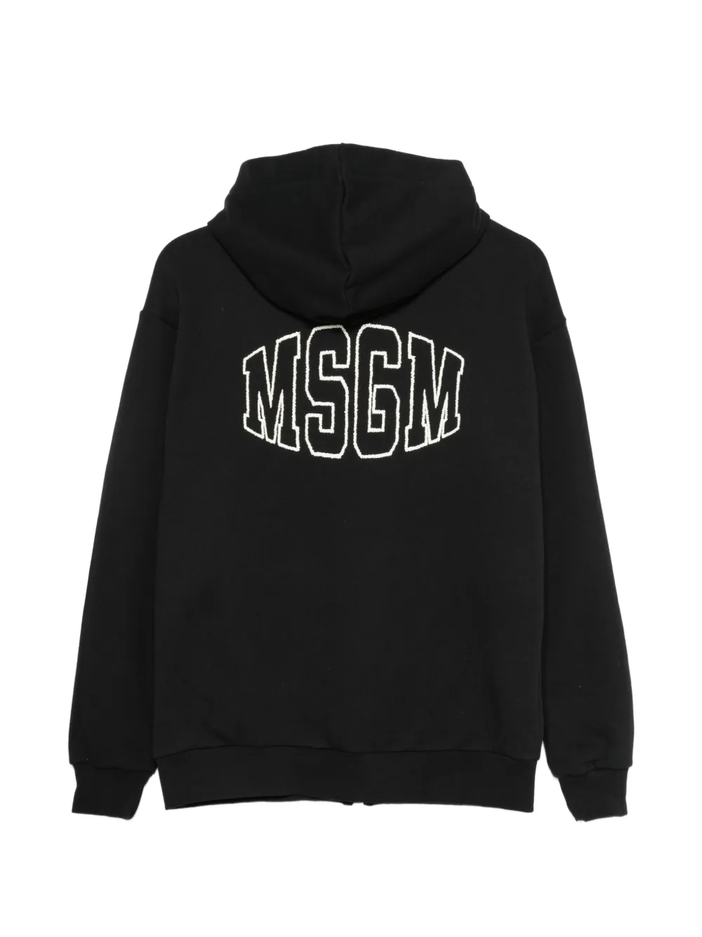 MSGM Kids Hoodie met logoprint en rits Zwart