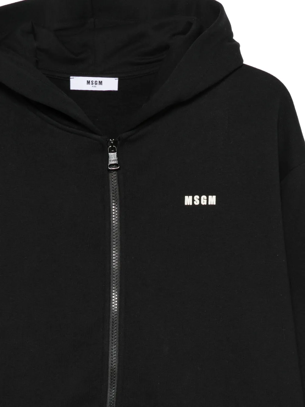 MSGM Kids Hoodie met logoprint en rits Zwart