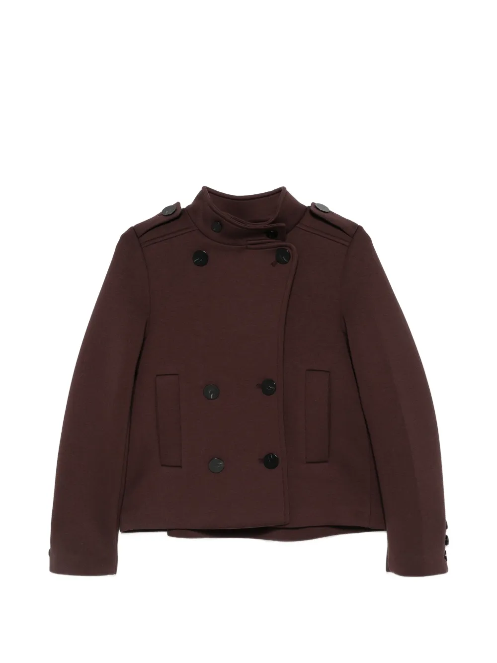 Psophia Double-breasted Epaulette Coat In Brown