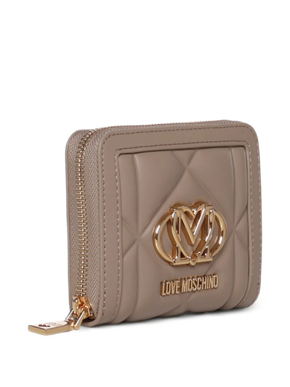 Love Moschino quilted logo-plaque wallet Beige