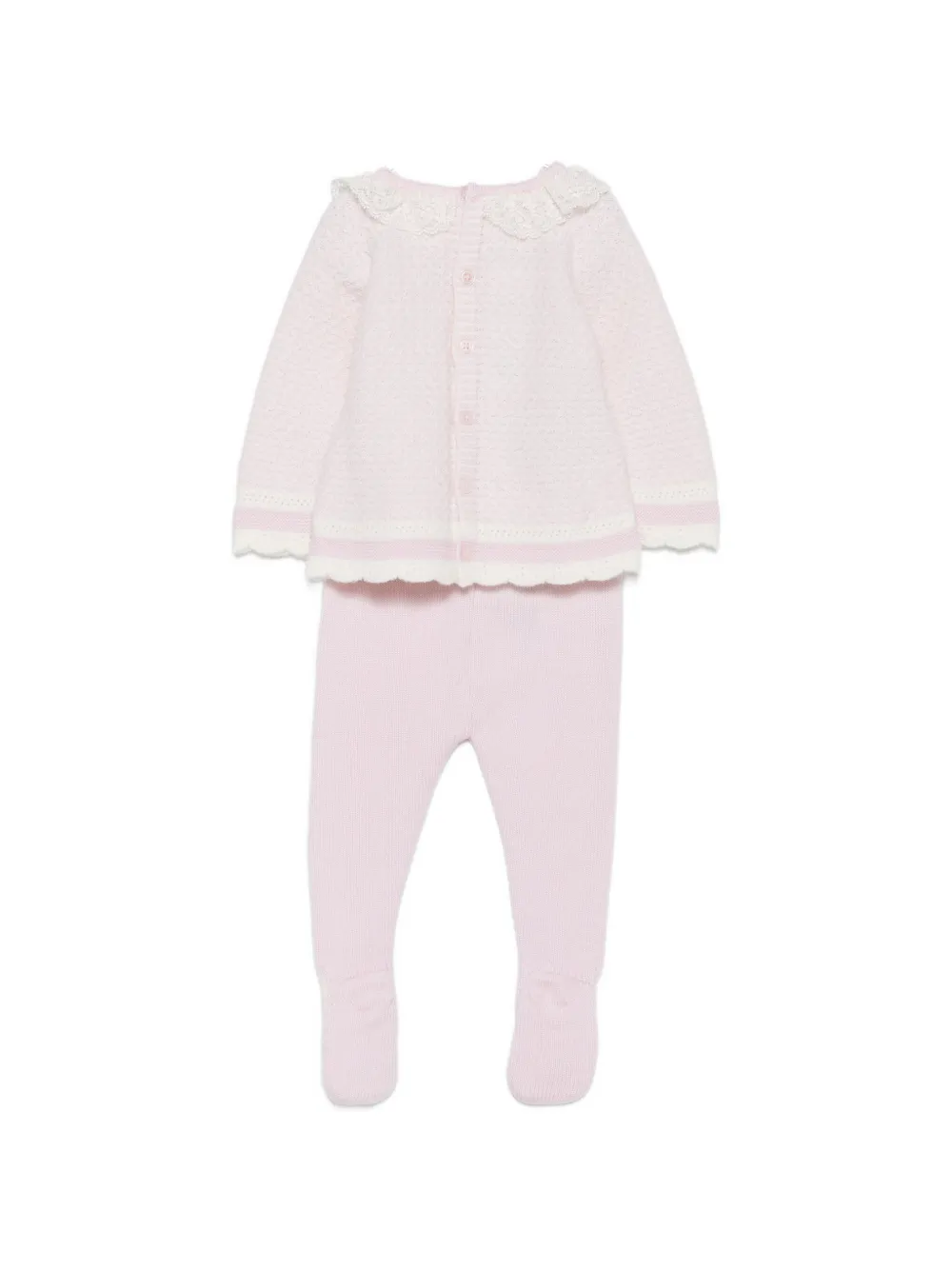 Paz Rodriguez ruffled lace-trim sweater and trousers set (set of two) Roze