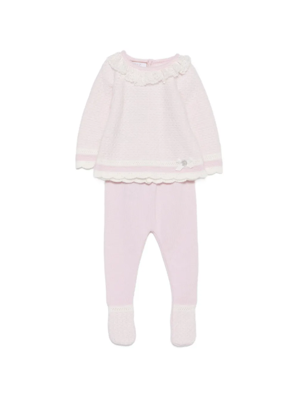 Paz Rodriguez ruffled lace-trim sweater and trousers set (set of two) Roze