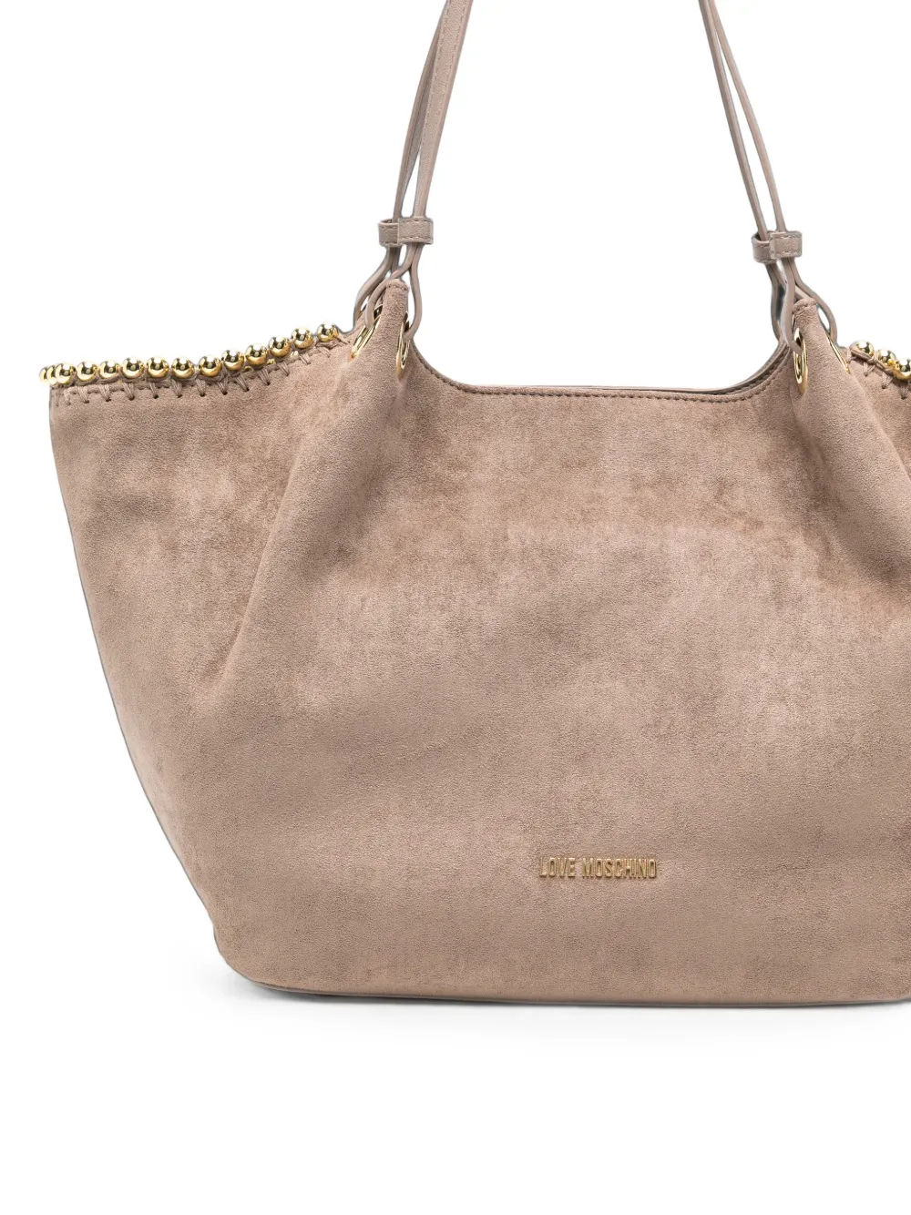 Love Moschino Suède shopper met kralen afwerking Beige