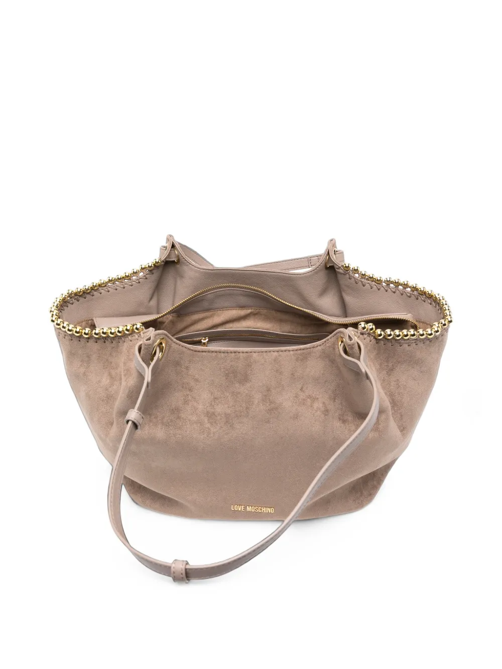 Love Moschino Suède shopper met kralen afwerking Beige