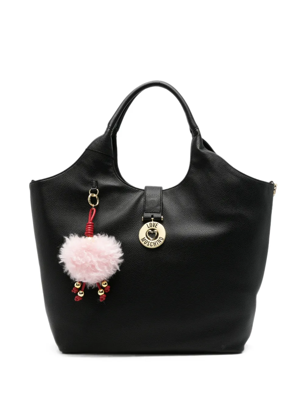 Love Moschino logo-plaque pompom-detail tote bag - Nero