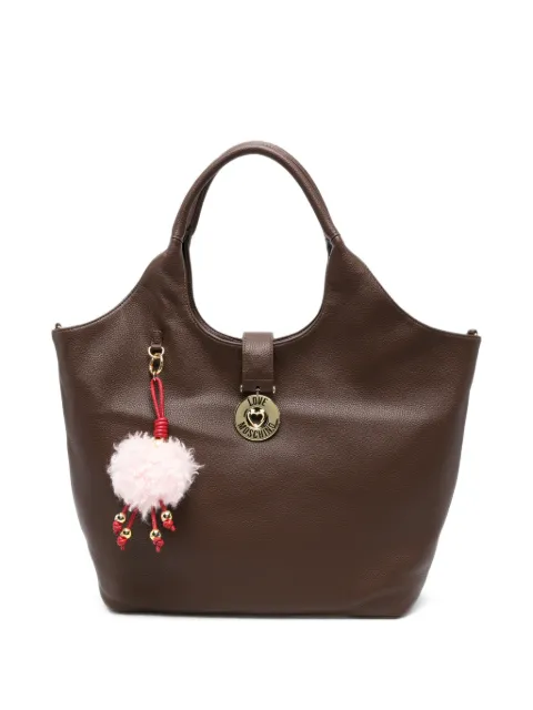 Love Moschino logo-plaque pompom-charm tote bag