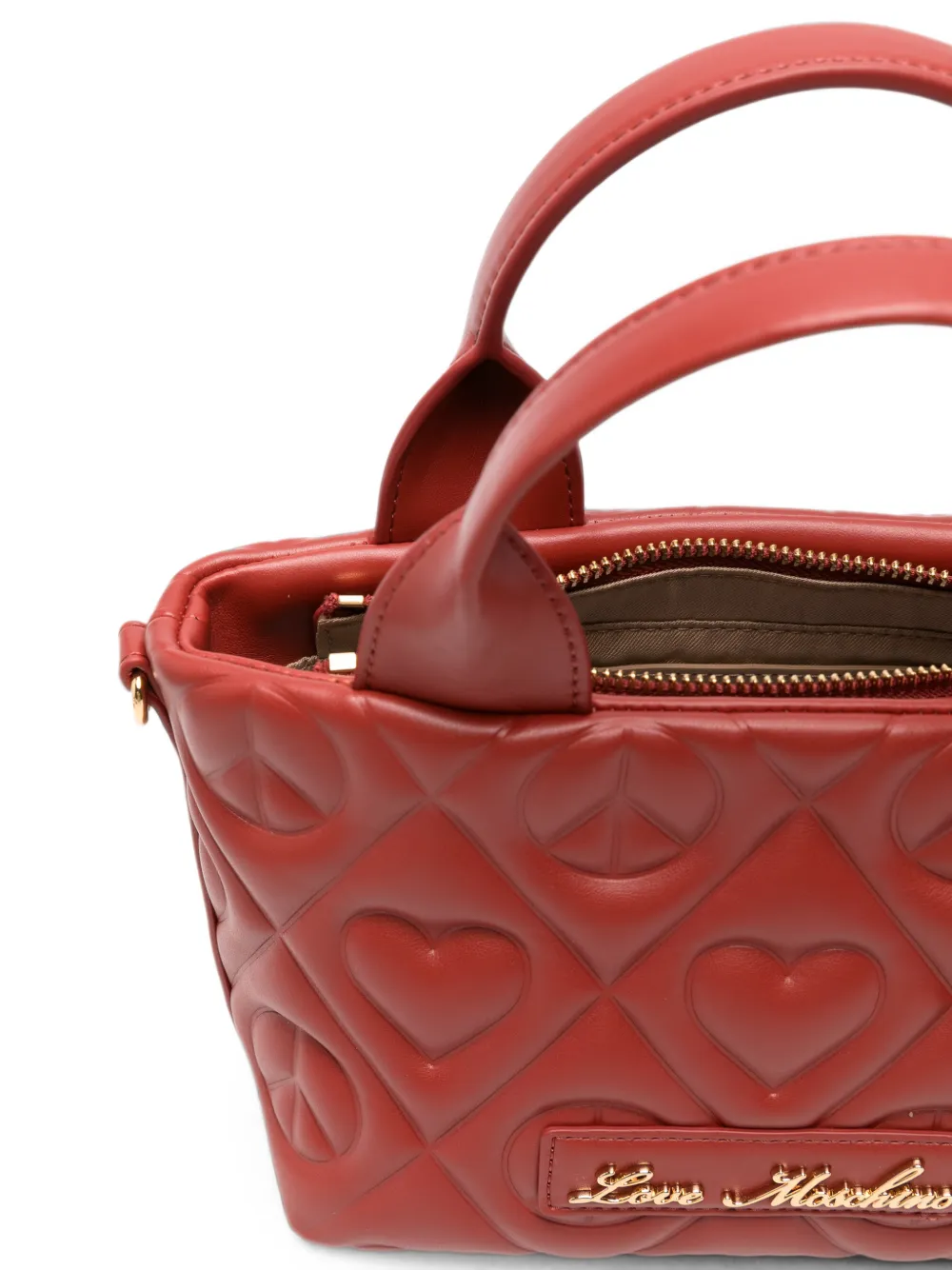 Love Moschino Gewatteerde leren shopper met hart Rood