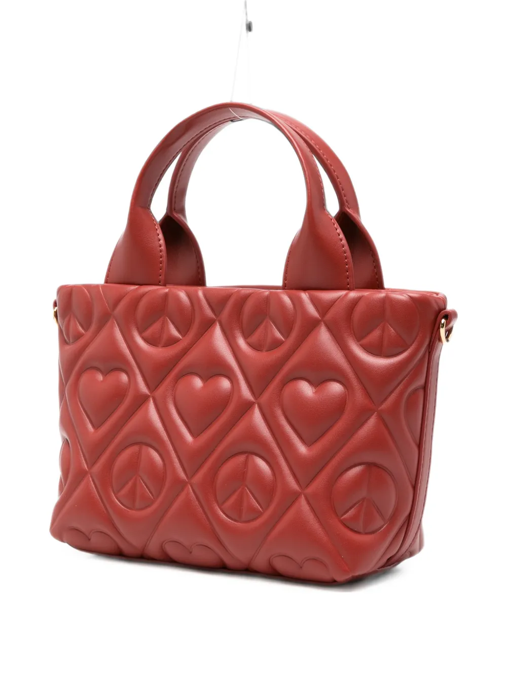 Love Moschino Gewatteerde leren shopper met hart Rood
