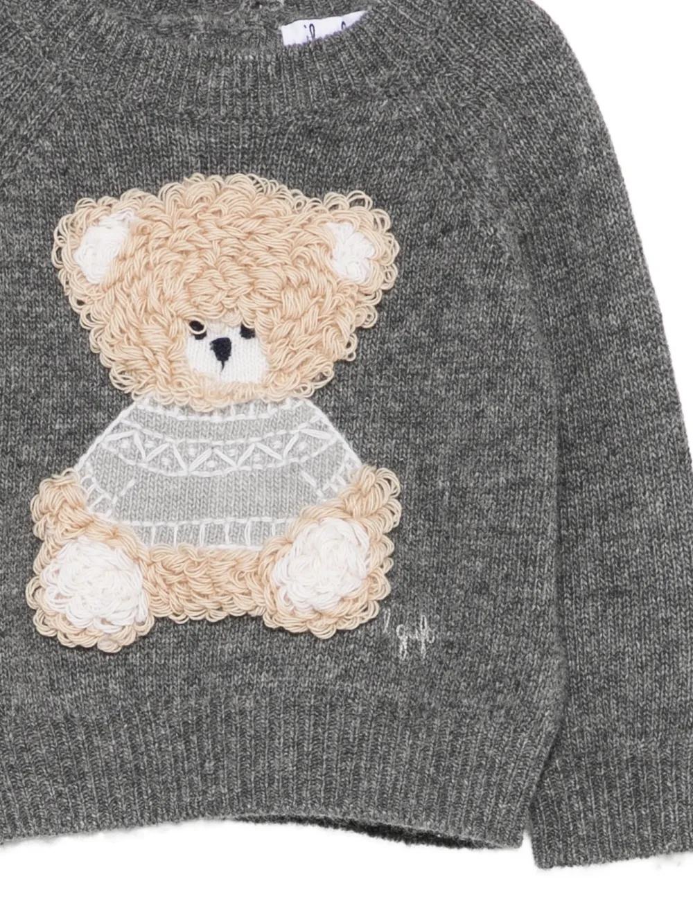 Il Gufo Trui met teddybeer-patch Grijs