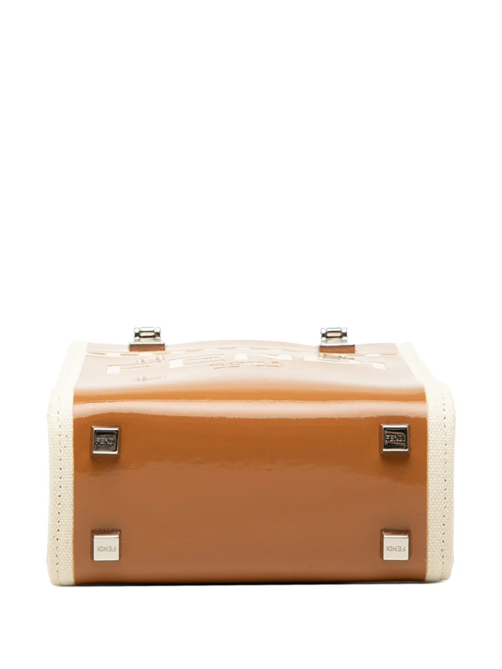 Fendi Pre-Owned 2010-2026 Sunshine lakleren en canvas mini-shopper Bruin