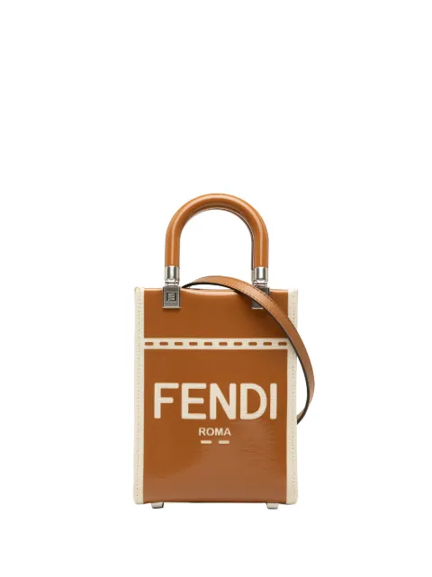 Fendi Pre-Owned 2010-2026 미니 페이턴트 앤 캔버스 선샤인 쇼퍼 토트 사첼 백