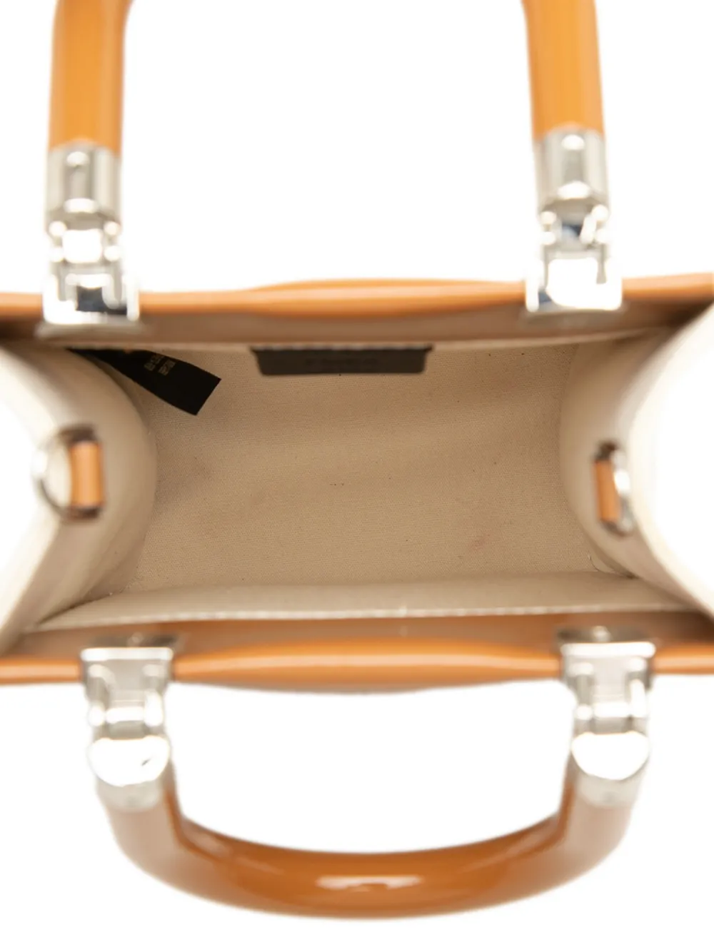 Fendi Pre-Owned 2010-2026 Sunshine lakleren en canvas mini-shopper Bruin