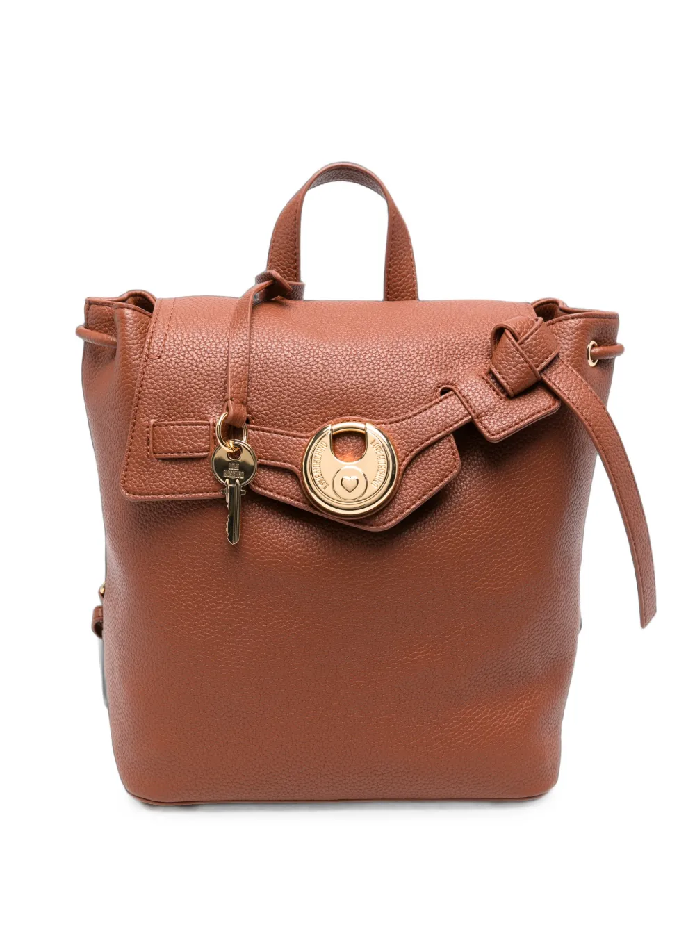 Love Moschino logo-plaque pebbled backpack - Marrone