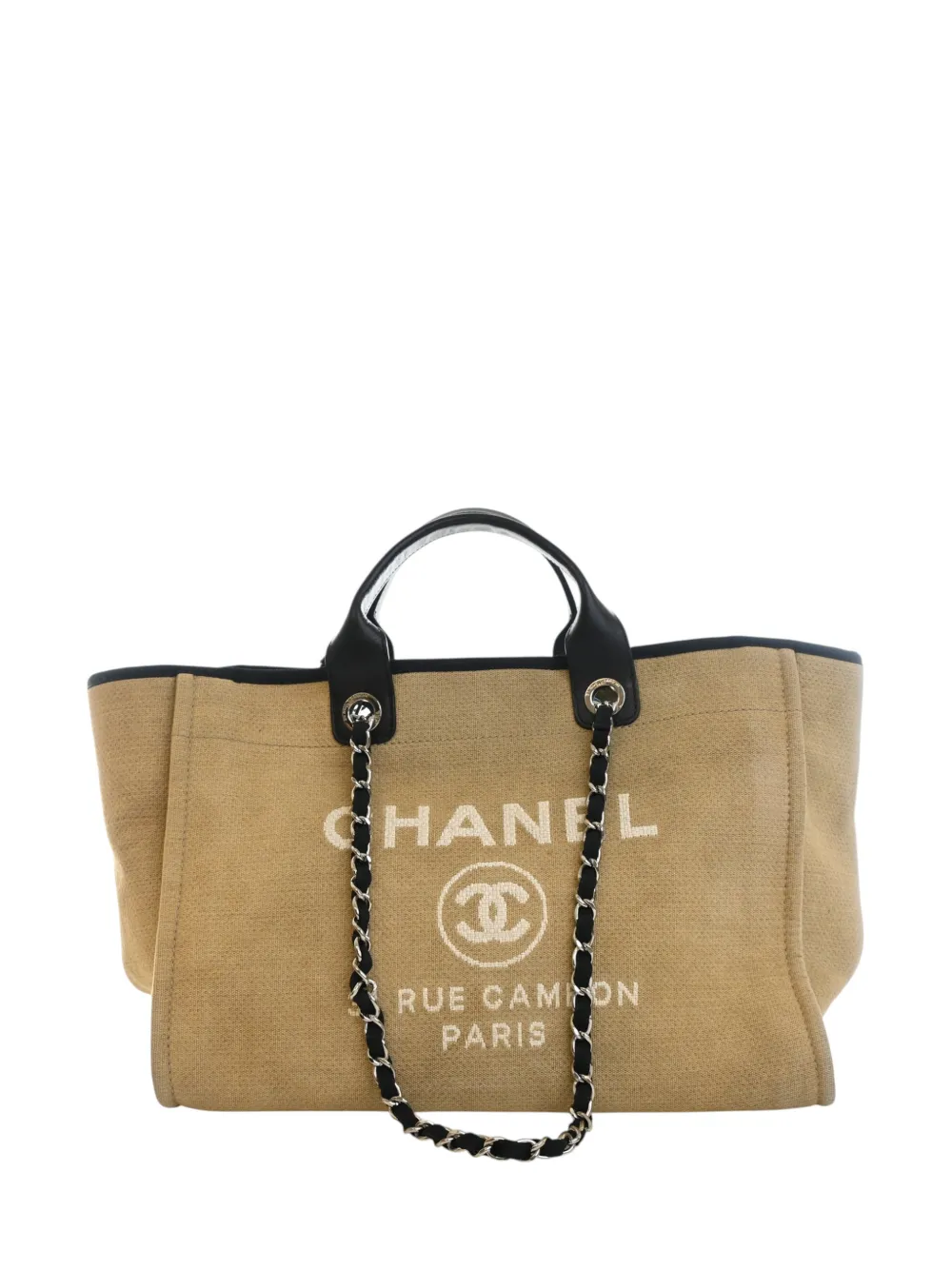 CHANEL Pre-Owned Borsa tote Deauville media in fibre miste 2012 - Toni neutri
