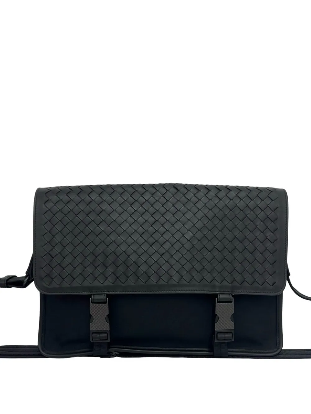 Bottega Veneta Pre-Owned 2012-2026 Nappa Intrecciato and Nylon Messenger Bag crossbody bag - Nero