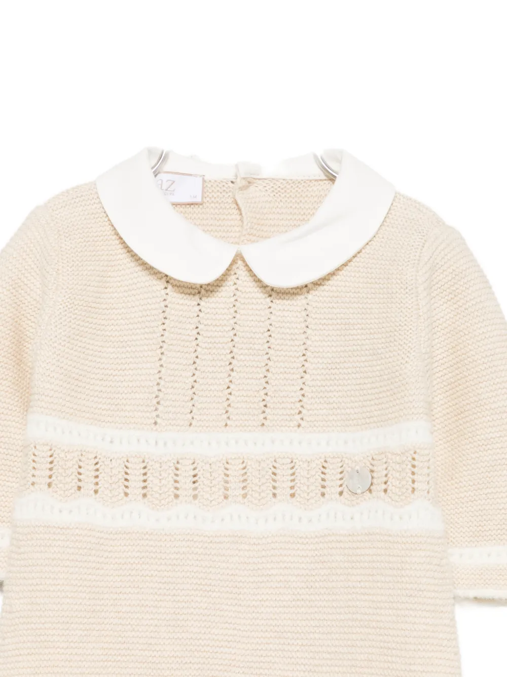 Paz Rodriguez Pointelle gebreid slaappak met Peter Pan-kraag Beige