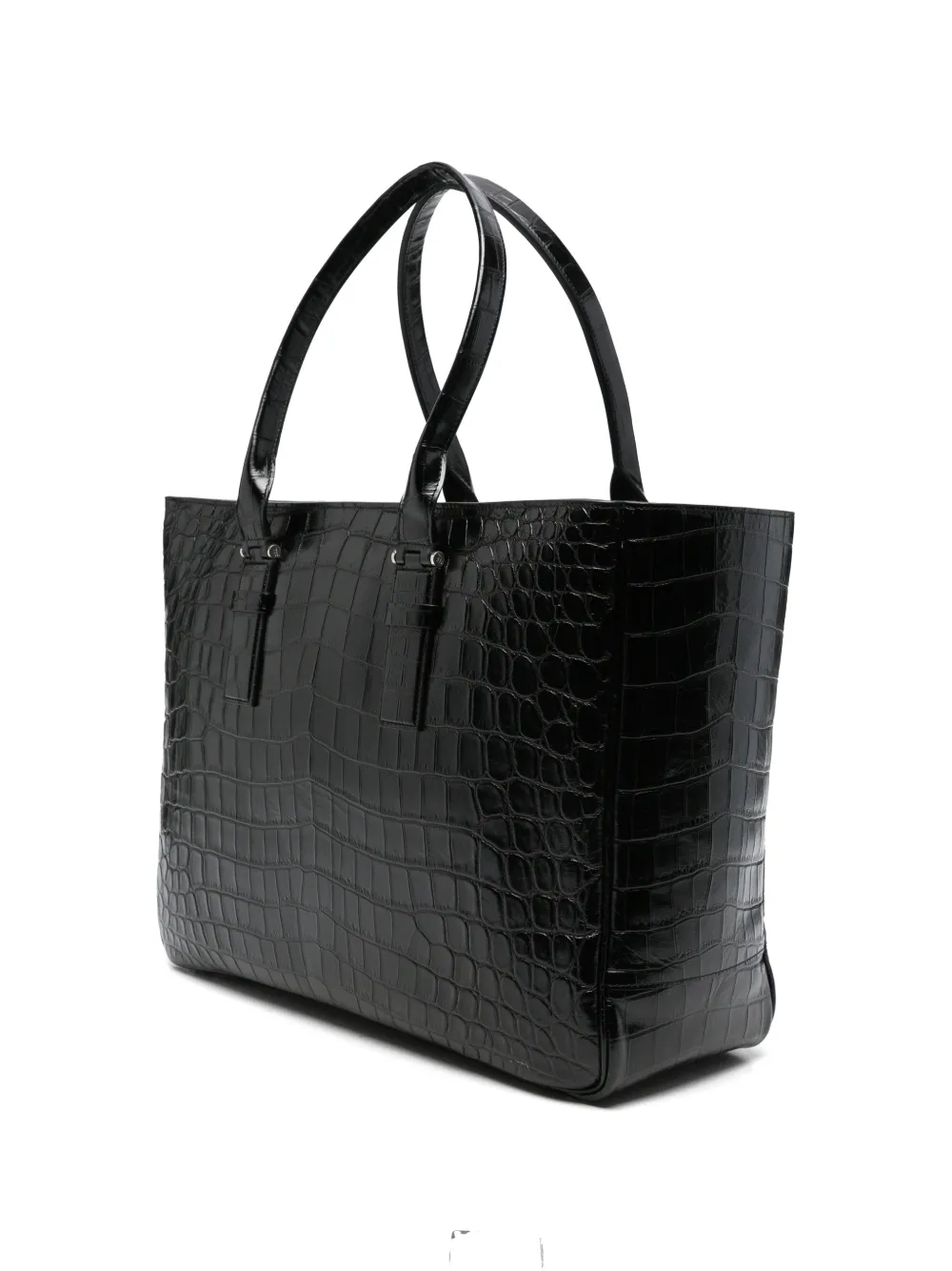 TOM FORD Leren shopper met krokodillen-reliëf Zwart