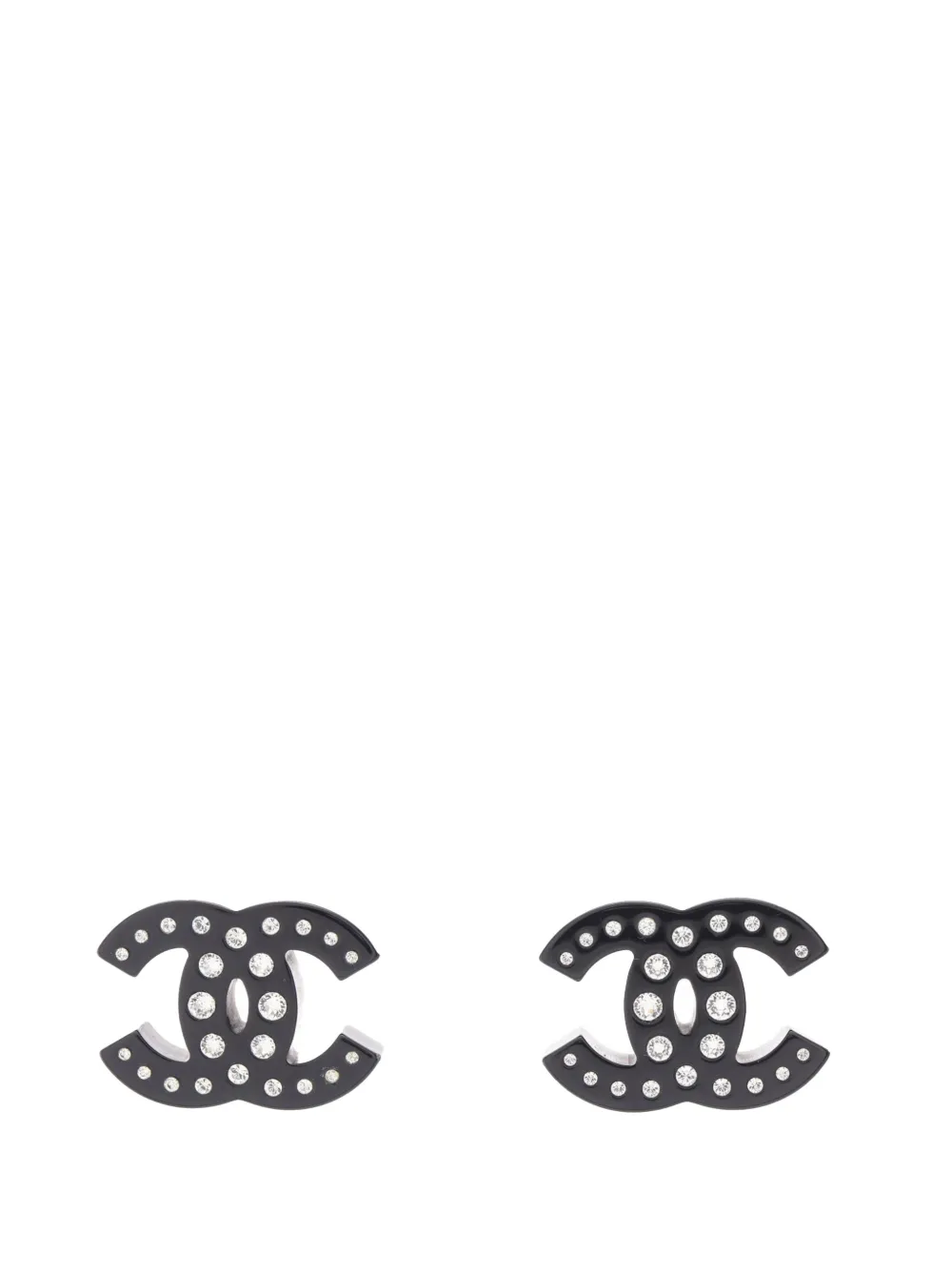 CHANEL Pre-Owned 2019 CC Resin and Strass Bullet Backs Earrings costume earrings - Nero