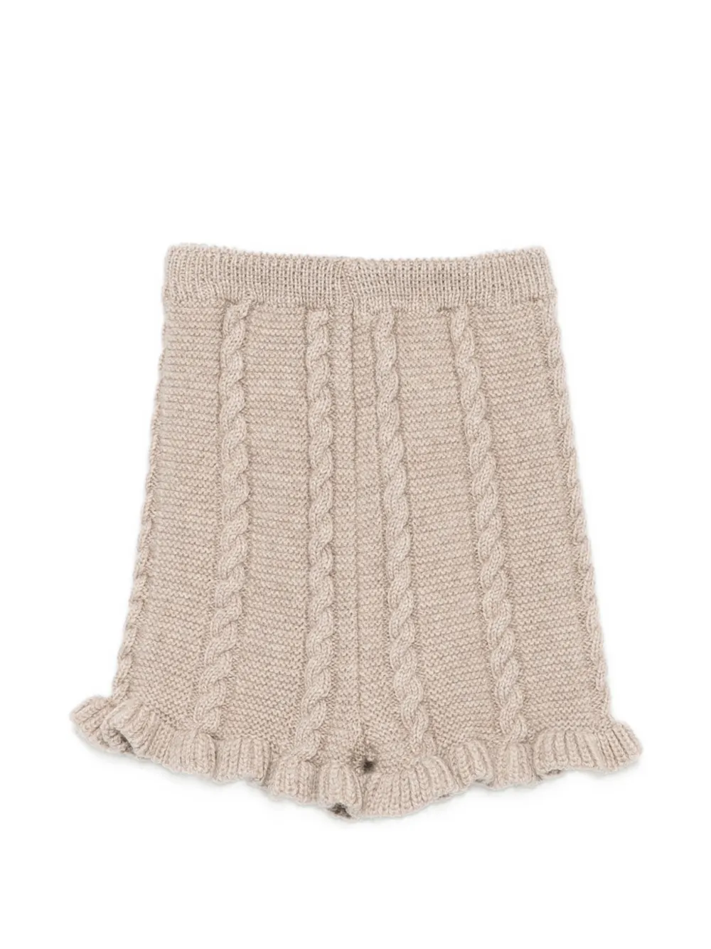 Paz Rodriguez Kabelgebreide shorts met ruches Bruin