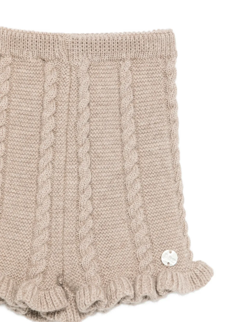 Paz Rodriguez Kabelgebreide shorts met ruches Bruin