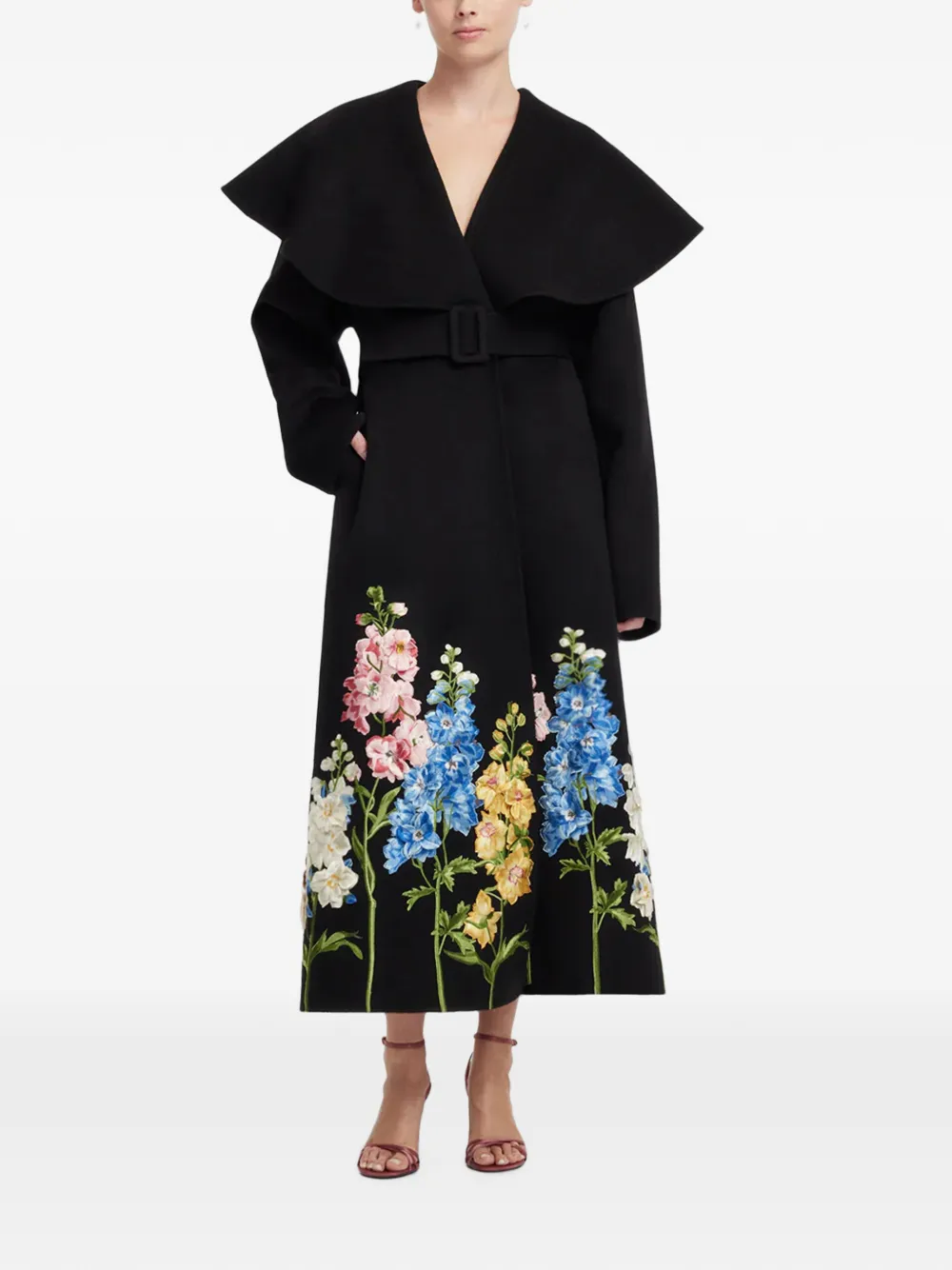 Leo Lin Cappotto Joan in lana con ricamo - Nero