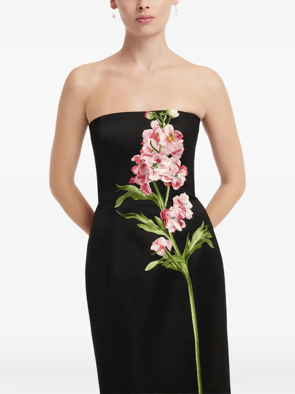 Leo Lin Rayna strapless maxi-jurk met borduurwerk Zwart