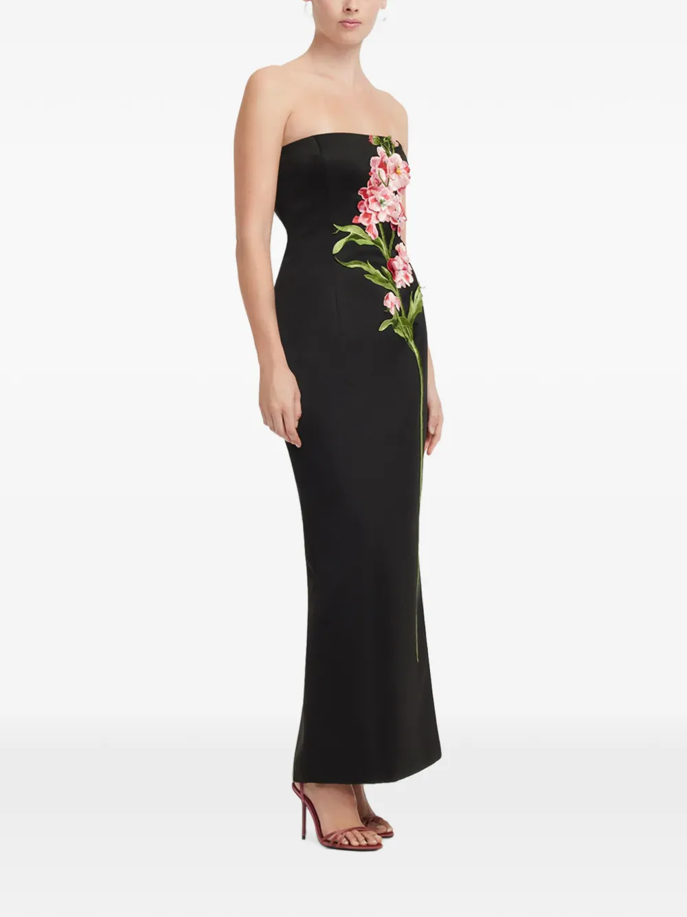 Leo Lin Rayna strapless maxi-jurk met borduurwerk Zwart