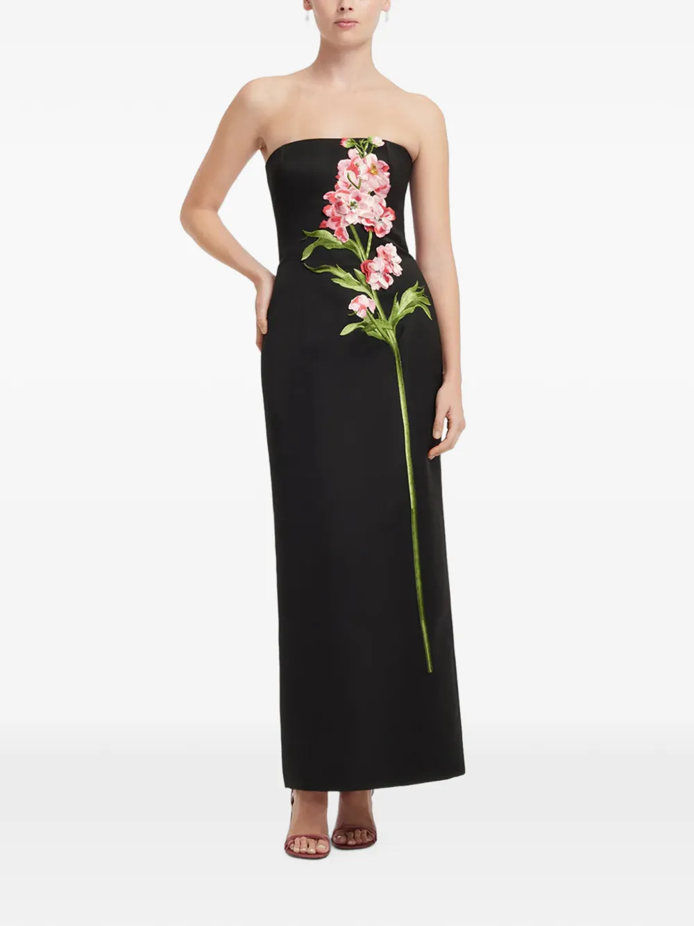 Leo Lin Rayna strapless maxi-jurk met borduurwerk Zwart