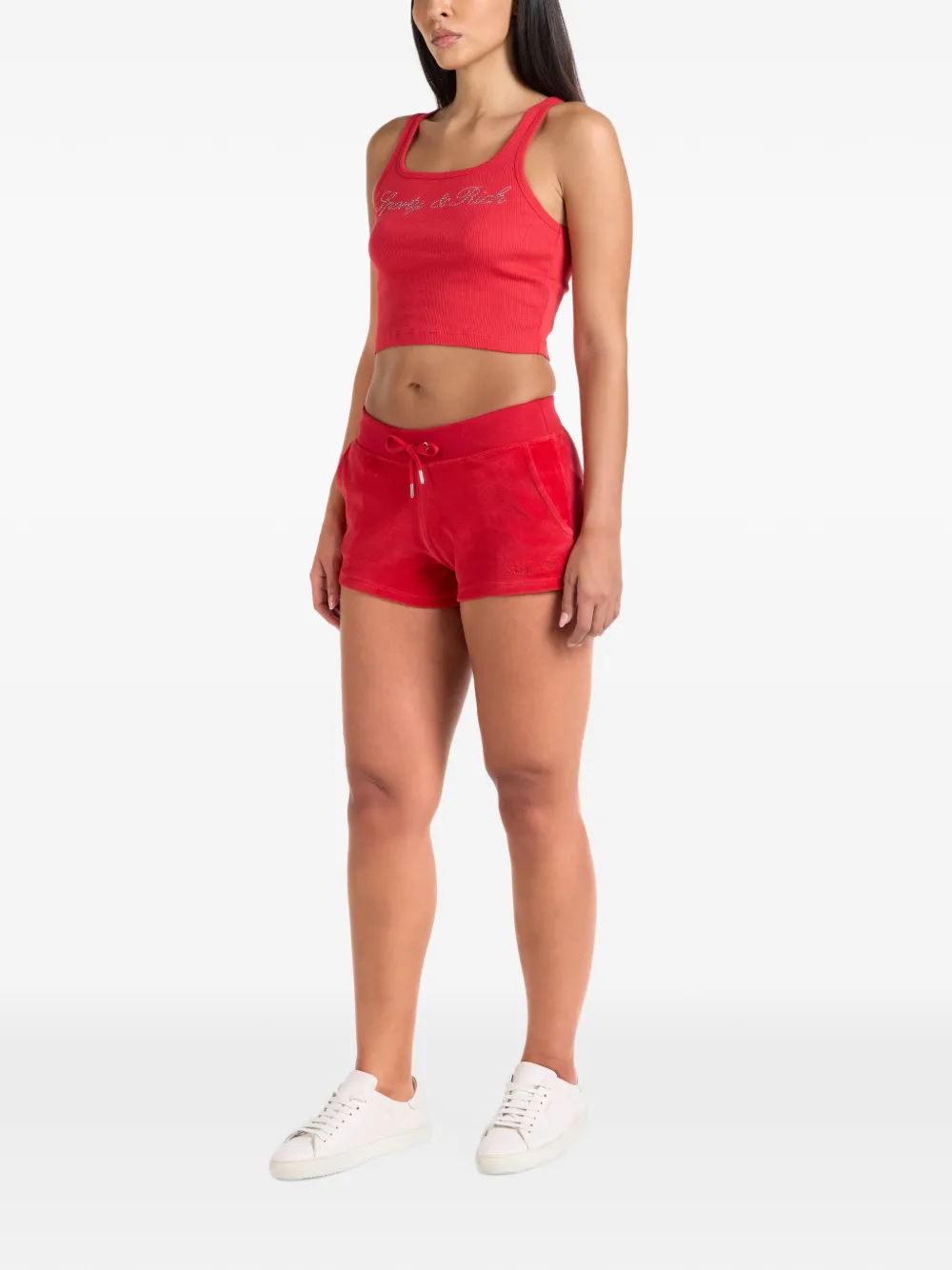 Sporty & Rich Cropped tanktop verfraaid met logo Rood