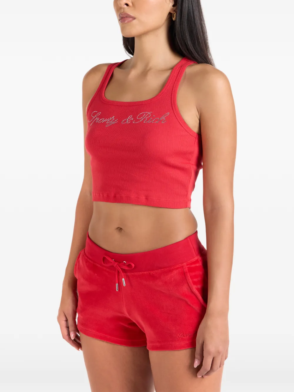 Sporty & Rich Cropped tanktop verfraaid met logo Rood