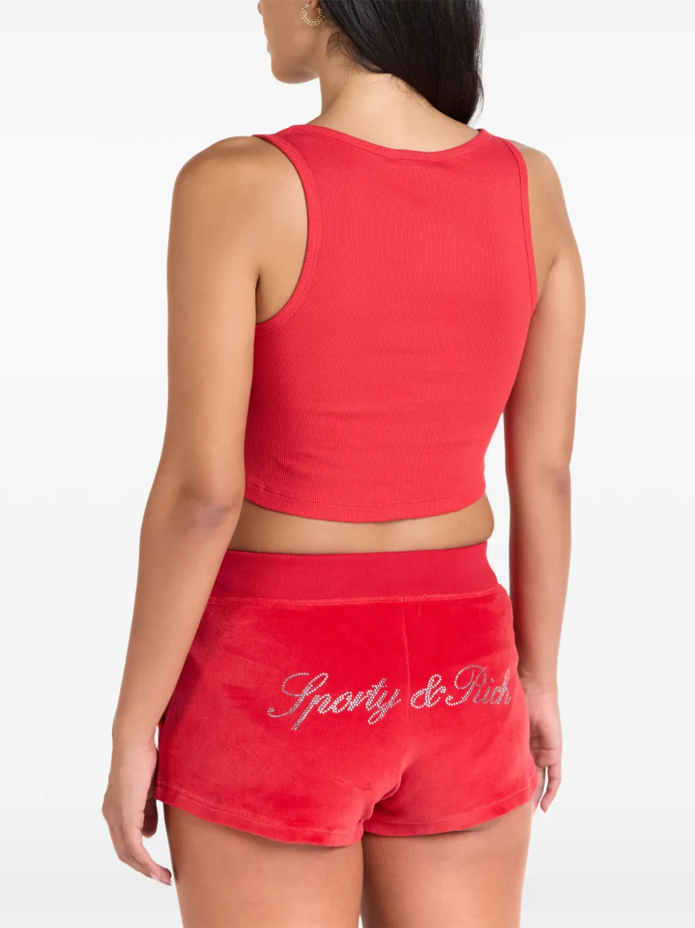Sporty & Rich Cropped tanktop verfraaid met logo Rood