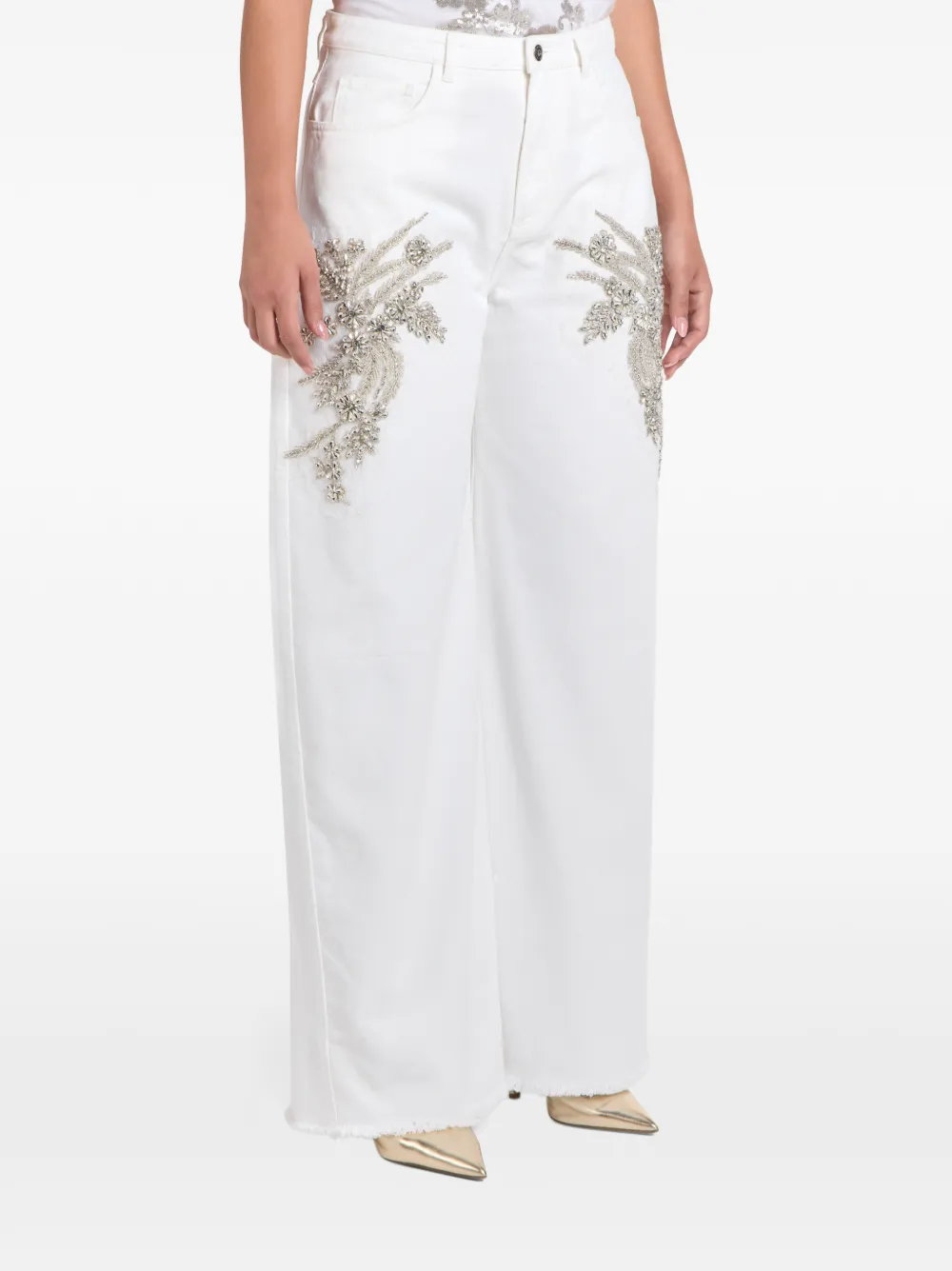 Marques'Almeida pantalon à ornements - Blanc