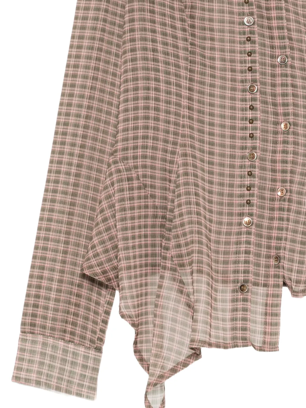 Andersson Bell Asymmetrisch geruite blouse Beige