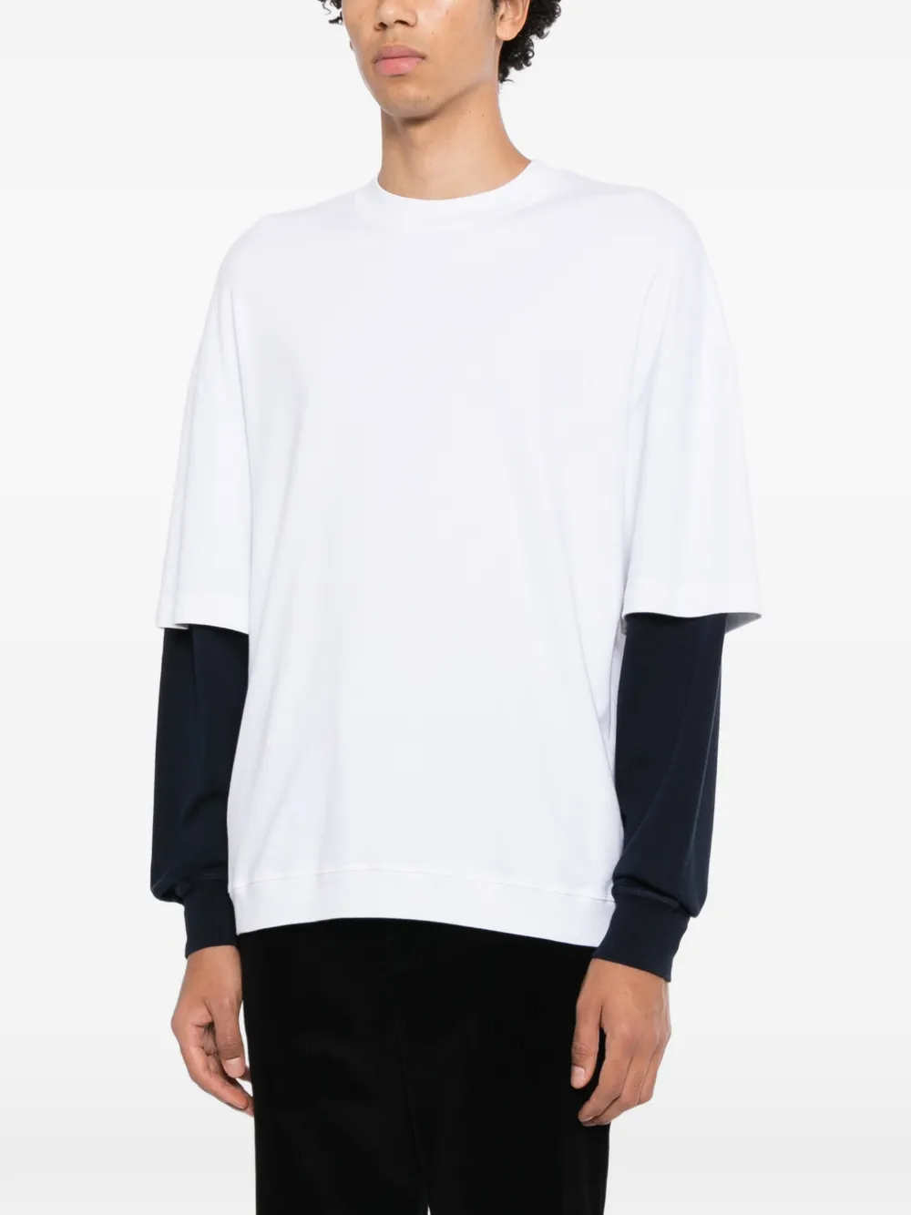 DARKPARK T-shirt met gelaagde mouwen Wit