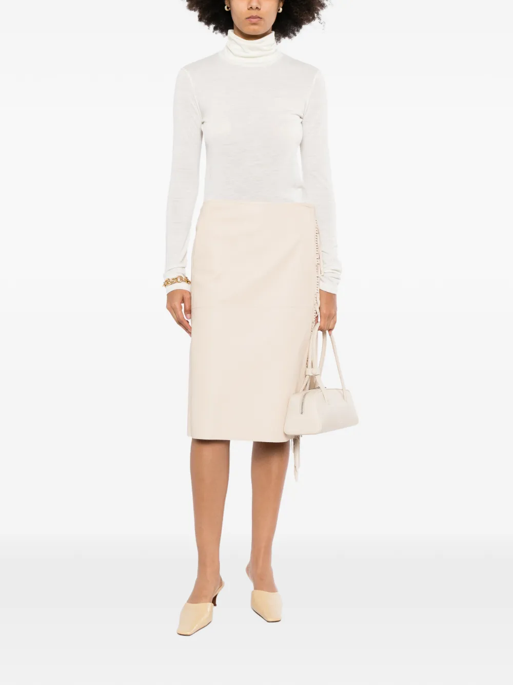 Jil Sander Top met hoge hals en lange mouwen Wit