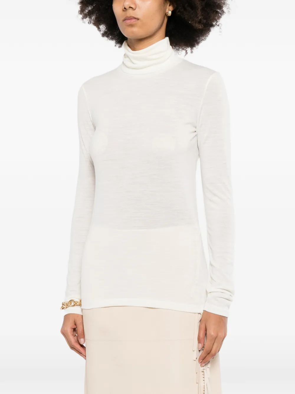 Jil Sander Top met hoge hals en lange mouwen Wit