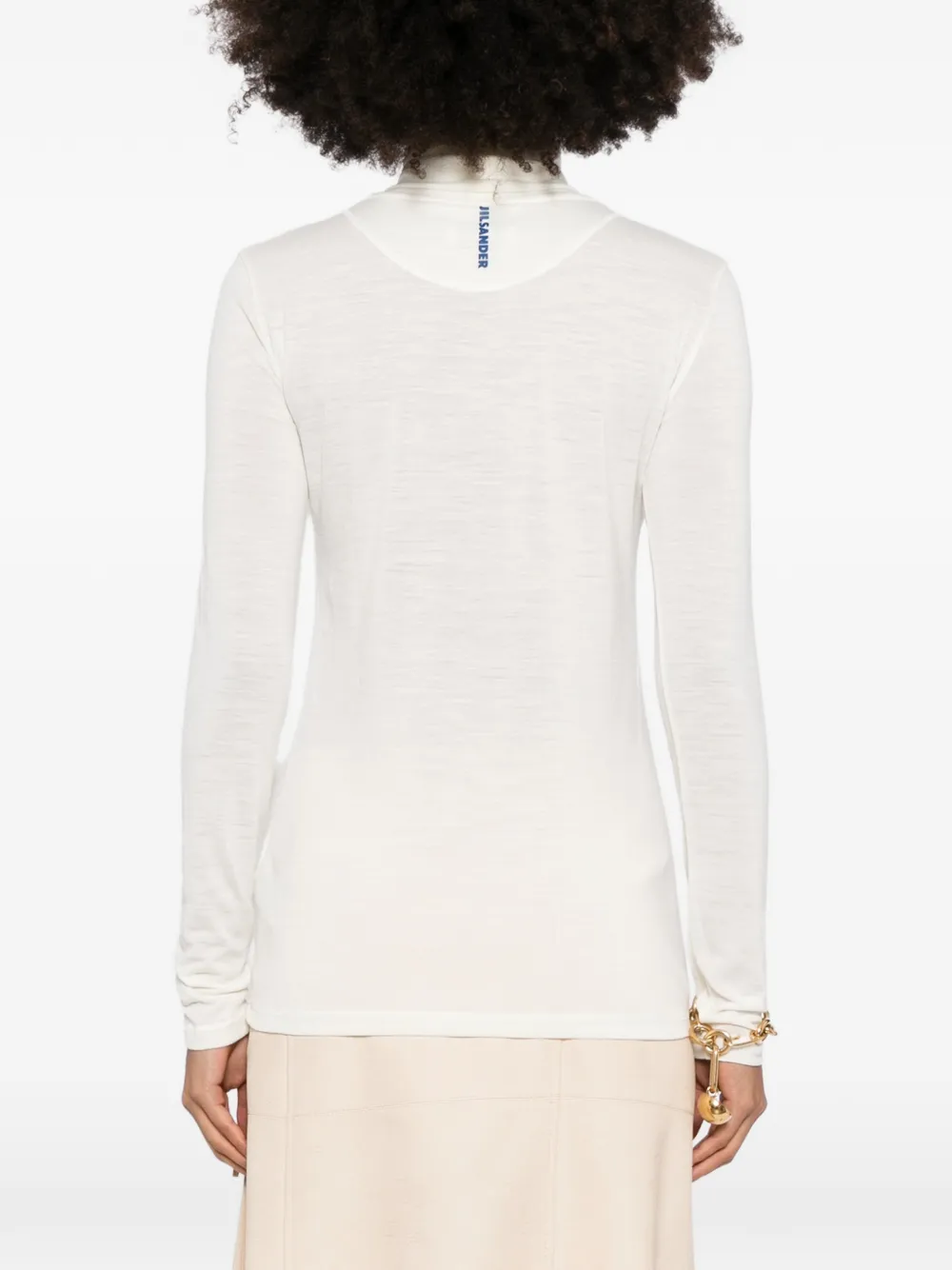 Jil Sander Top met hoge hals en lange mouwen Wit