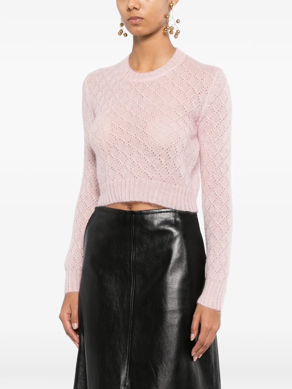 Jil Sander open-knit cropped sweater Roze