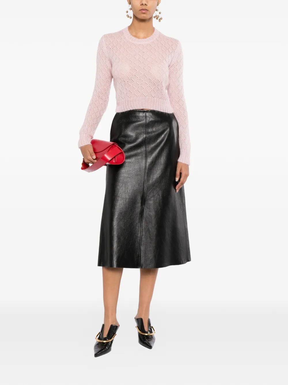 Jil Sander open-knit cropped sweater Roze