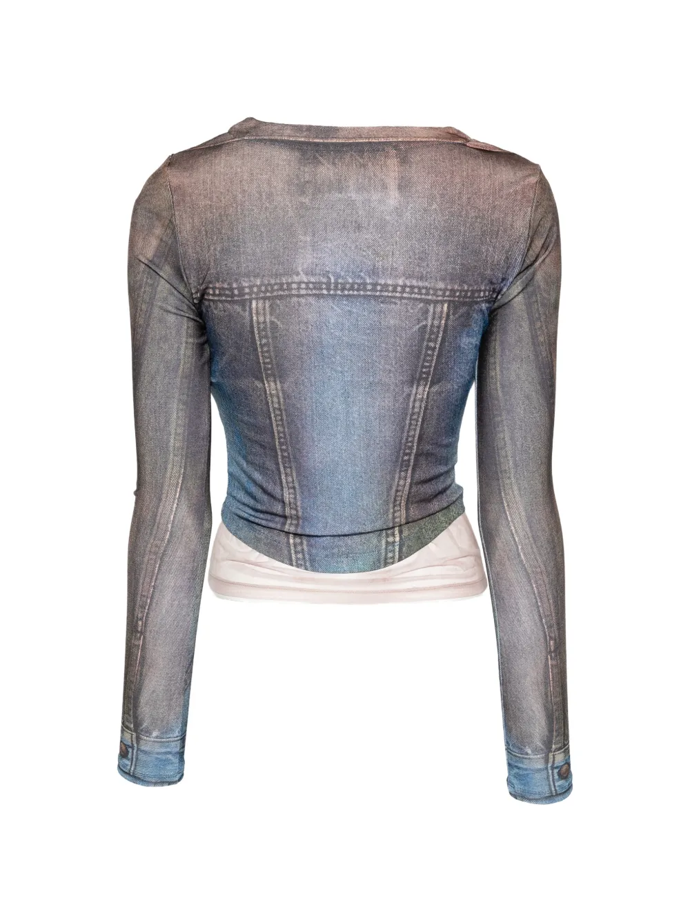 Andersson Bell denim-print layered blouse Blauw