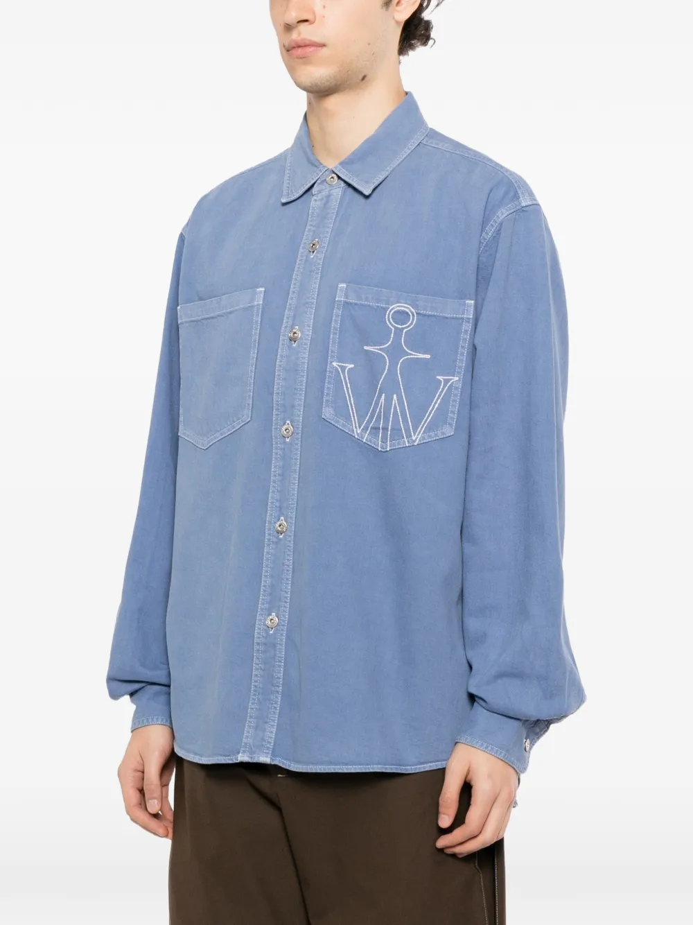 JW Anderson Anchor overhemd met geborduurd logo Blauw